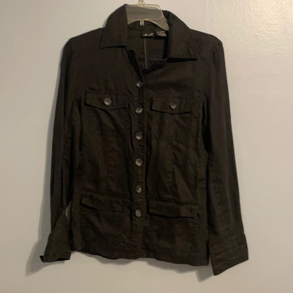 Willi Smith size 6 Linen black blouse